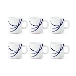 Borosil Indigo Stella White Opalware Cup Set - 6-Pieces-41