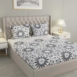 Raymond Home Shubham Grey 120 TC Cotton King Bedsheet with 2 Pillow Covers-image-28