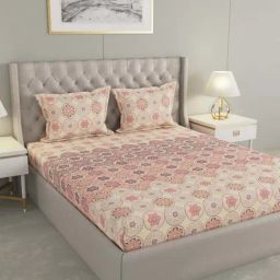 Raymond Home Shubham Beige 120 TC Cotton King Bedsheet with 2 Pillow Covers-image-67