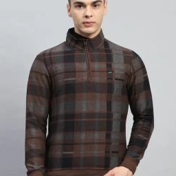 Monte Carlo Brown Regular Fit Checks Sweatshirt-picture-6