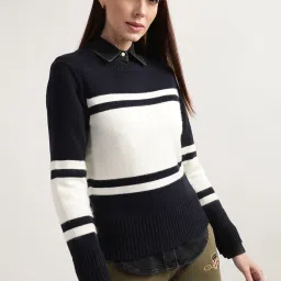 GANT Navy & White Color-Block Pullover image 4