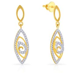 Malabar Gold and Diamonds BIS Hallmark 18k Yellow Gold Diamond Dangler Earrings-image-67