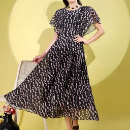 Fashion2wear Women Georgette Fit & Flare Dress-image-77