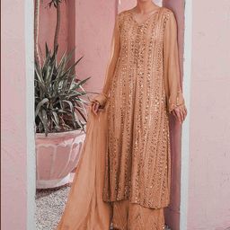 ODETTE Women Ethnic Motifs Embroidered RegularKurta with Palazzos & With Dupatta-50