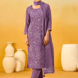 KALINI Women Lavender Silk Blend Kurta Sets-picture-34