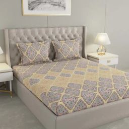 Raymond Home Shubham Grey & Brown 120 TC Cotton King Bedsheet with 2 Pillow Covers-image-27