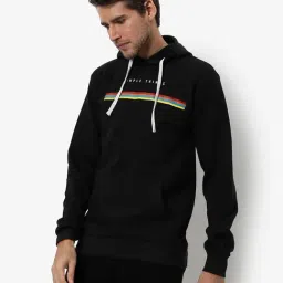 Campus Sutra Black Cotton Regular Fit Printed Hooded Sweatshirt-picture-16