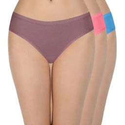 Every De by Amante Pink & Blue Cotton Bikini Panties - Pack Of 3-image-16