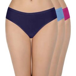 Every De by Amante Purple & Blue Cotton Bikini Panties - Pack Of 3-image-8