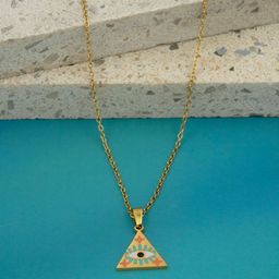 ARTKLIM Gold-Plated Stainless Steel Mystic Evil Eye Triangular Pendant with Chain-46