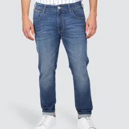 Wrangler Blue Cotton Solid Mid Rise Jeans-image-8