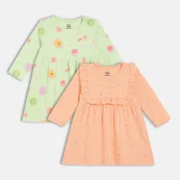 Miniklub Girls Multicolor Knitted Regular Fit Printed Dress - Pack of 2-picture-4