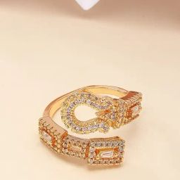 Karatcart Gold Plated Green Cubic Zirconia Studded Door Knob Design Women's Ring-19