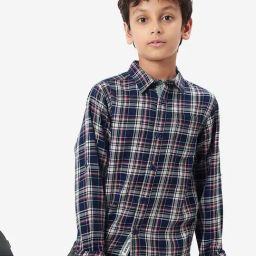 Bonkids Boys Tartan Checked Cotton Casual Shirt-image-78