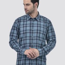 NUMERO UNO Blue Regular Fit Checks Shirt-image-39