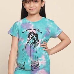 Kidsville Teal Blue & Purple Cotton Printed Frozen T-Shirt-image-25