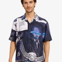 Rare Rabbit Black Boxy Fit Abstract Shirt-image-11