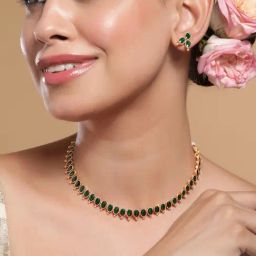 Rubans Gold-Tone Plated Green Set for Women-picture-2