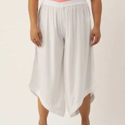 theRebelinme White Relaxed Fit High Rise Plus Size Culottes-picture-13