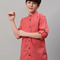 Cantabil Boys Light Red Solid Full Sleeves Shirt-image-85