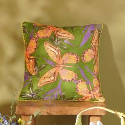 Pure Home and Living Green Velvet Butterfly Print Cushion Cover-picture-10