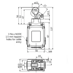 Essen Deinki 1NO + 1NC Snap Action Oil Tight Limit Switch with Diecast with Roller Lever, LSRS OT image 2