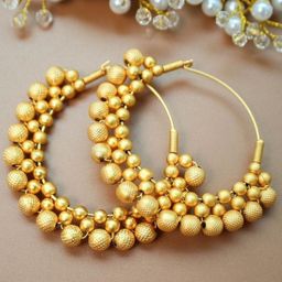 House of Pataudi Gold Plated Stylish Fancy Causal Wear Hoops Earrings-51