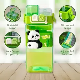 YK Green Plastic Printed Water Bottle With Dual Cap-44