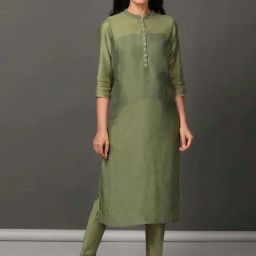 Nuhh Olive Capri Breeze Straight Kurta-picture-1