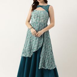 Ethnovog Floral Print Layered Maxi Dress-image-9