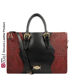 Hidesign Wild West Black Textured Medium Shoulder Handbag-picture-48