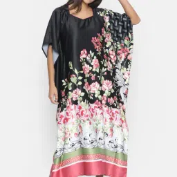 The Kaftan Company Black Floral Print Kaftan-image-31