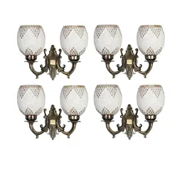Somil Premium Designer Glass Wall / Night Lamp Elegant & Stylish Dcor Accent for Modern Interiors, color- White, Golden, Size, 21.5 X 29 X 35 CM-image-97