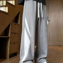 KPOP Men Colourblocked Printed Relaxed Trousers-image-86