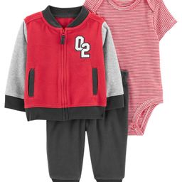 Carter's 3-Piece Oneise with Pant & Varsity Little Jacket Set - Red-image-22