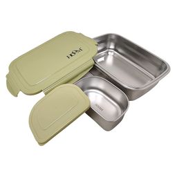 HOOM 304 Stainless Steel Lunch Box with Steel Chutney Container Inside - Green-image-62