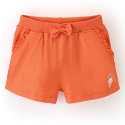 Babyhug Mid Thigh Length Cotton Knit Shorts with Ice Cream Print - Orange-image-12