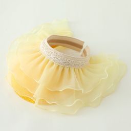 Babyhug Straw Hats With Net Frill & Lacework Applique Yellow - Diameter 37 cm-image-61
