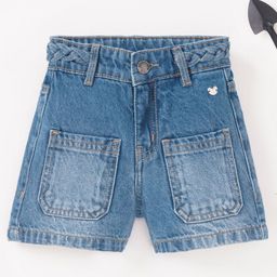 Ed-a-Mamma Cotton Woven Mid Thigh Sustainable Washed Denim Shorts - Light Blue-picture-45