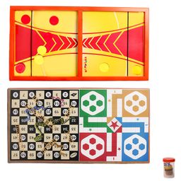 TOYPENTER 3 in 1 Ludo and Snakes Ladders Game Toy with String Hockey Table Board/Wooden Fastest Finger First Game, Sling Puck Board Game for Kids, Childern-22