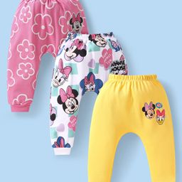 Babyhug Disney Interlock Knit Full Length Diaper Leggings With Minnie Mouse Graphics Pack Of 3 - Pink Yellow & White-image-17