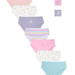 Charm n Cherish Cotton Pack Of 7 Unicorn Printed & Striped Panties - Green Pink White & Violet-picture-25