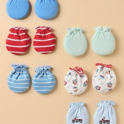 Ben Benny 100% Cotton Knit Mittens with Vehicle & Animal Print Pack of 6 - Multicolor-14
