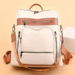 SYGA Women's Backpack Leisure Style , With Multiple Chain (White)-picture-9