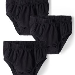 Kookie Kids India Cotton Knit Solid Colour Briefs Pack Of 3 - Black-image-18