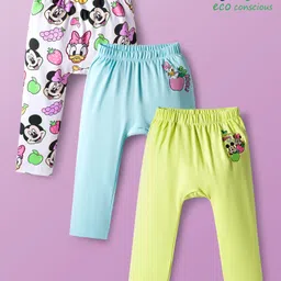 babyoye disney Babyoye Interlock Knit Diaper Leggings With Minnie & Mouse Friends Graphics Pack Of 3 - Light Blue White & Light Green-picture-19