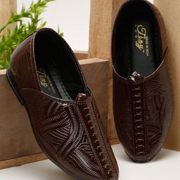 Tiny Bugs Abstract Designed Slip On Mojaris - Brown-picture-39