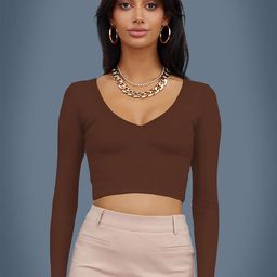 Dream Beauty Fashion Solid V-Neck Crop Top-image-99