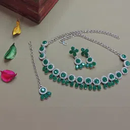 VATSALYA creation Rhodium-Plated Artificial Stones Jewellery Set-image-72