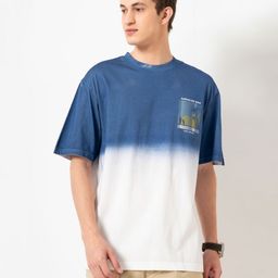 Genoa Tie and Dye Dyed Round Neck Short Sleeve Oversized Cotton T-shirt-image-13